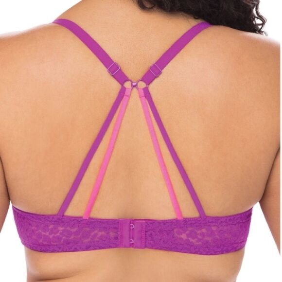 Purple Lace Racerback Push Up Bra - Picture 2 of 4